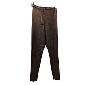 COMMANDO Small Pants Faux Leather High Waist Leggings Raw Hem Slim Pull On Waist